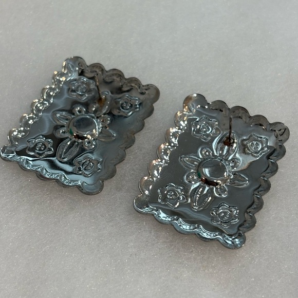 Western Vintage 80s Silver Earrings - Picture 3 of 3